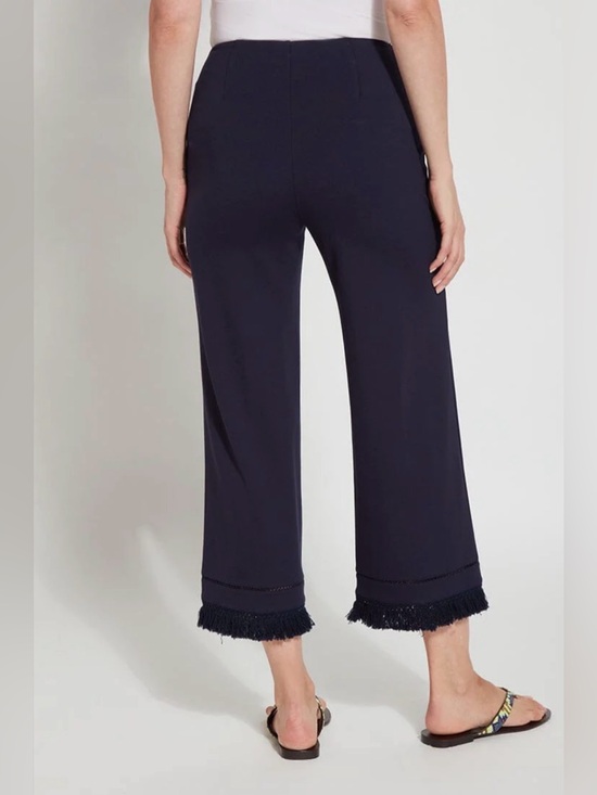 Lysse Pants - Lysse Black Pull On Fringe-Hem Cropped Wide-Leg Pants Women’s Small